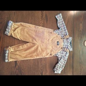 NWT OshKosh Overalls Outfit with long sleeve shirt